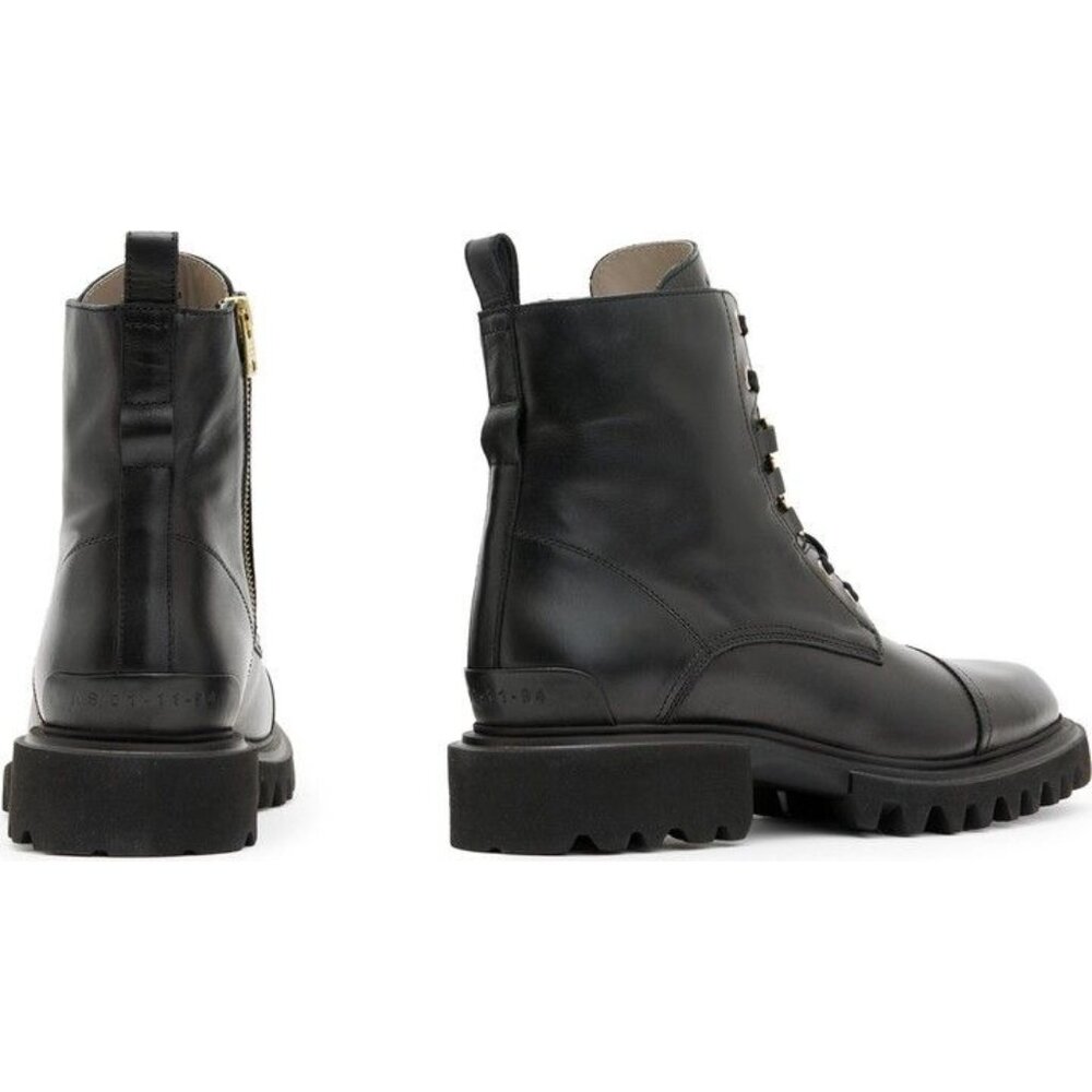 ๐ ALL SAINTS Lydia Ankle Moto Combat Boot 8 Black - Picture 5 of 14